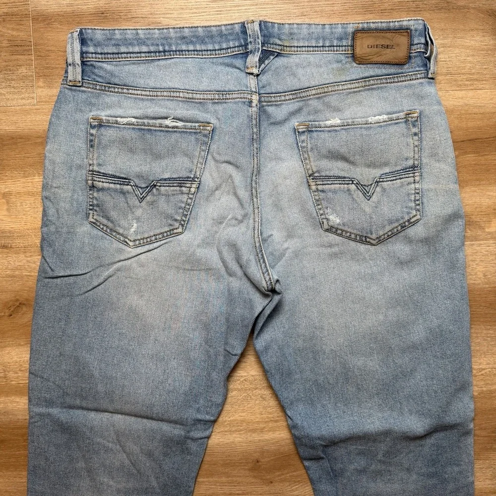Diesel Larkee-Beex Jeans Men 34x30 Blue‎ Regular Tapered Stretch Thrashed 089AW